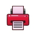 Red printer with paper illustration. Printing documents. Office technology Royalty Free Stock Photo