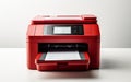 Red Printer White Background Royalty Free Stock Photo