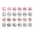 Red Prohibition Motor Vehicles Sign Set