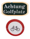 Red prohibition sign for bicycles prohibited