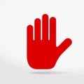 Red prohibition sign. Stop hand icon. No symbol isolated on white. Vector illustration Royalty Free Stock Photo