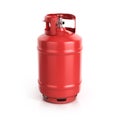 Red propane cylinder with compressed gas