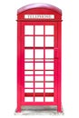 Red public telephone booth isolated and white background Royalty Free Stock Photo