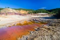 Red puddle in Tinto River in Huelva, Spain. The river has been m Royalty Free Stock Photo