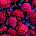 Red Purple Carnation Floral Seamless Pattern. Decorative Texture Royalty Free Stock Photo
