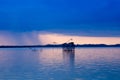 Red purple cloud Sunset lake background Dark red. Cloud Strom