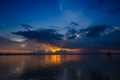 Red purple cloud Sunset lake background Dark red. Cloud Strom