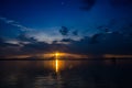 Red purple cloud Sunset lake background Dark red. Cloud Strom