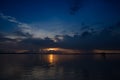 Red purple cloud Sunset lake background Dark red. Cloud Strom