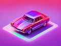 red and purple color car with gradient background 3d render