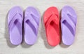 Red and purple flip flops Royalty Free Stock Photo