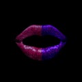 Red Purple glossy lips. Royalty Free Stock Photo