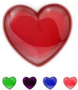 Red,purple,green,pink and blue glass shiny heart Royalty Free Stock Photo