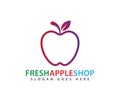 Red purple outlined apple fruit vector logo design