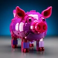 Futuristic Pink Lego Pig - Symbolic 3d Art With Vray Tracing