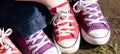 Red and purple sneakers Royalty Free Stock Photo