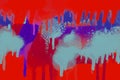 red and purple spray paint banner and lines and drips ink splatters on a dark Royalty Free Stock Photo