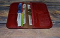 Red purse. handmade photo wallet