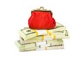 Red purse and money Royalty Free Stock Photo