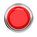 Red push button. Alarm sign, top view. 3d rendering illustration isolated