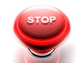 Red pushbutton to STOP - 3D rendering Royalty Free Stock Photo