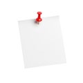 Red pushpin securing a blank note Royalty Free Stock Photo