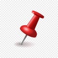 Red pushpin sticking out of the paper, realistic vector illustration Royalty Free Stock Photo