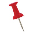 Red pushpin thumbtack drawing pin, isolated push fastening, position indicating concept, large detailed macro closeup Royalty Free Stock Photo