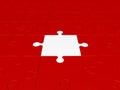 Red puzzle construction with a blank in the middle Royalty Free Stock Photo
