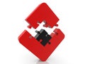 Red puzzle design with a black puzzle piece in the center Royalty Free Stock Photo