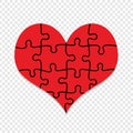 Red Puzzle Heart Symbol Isolated. Valentines Day Royalty Free Stock Photo