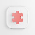 Red puzzle icon. 3D rendering white square button key, interface element Royalty Free Stock Photo
