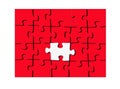 Red puzzle with one white piece Royalty Free Stock Photo