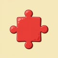 Red puzzle piece with a shiny, glossy surface on a light beige background. The piece has a classic Royalty Free Stock Photo