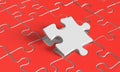 Red puzzle with white missing piece. Connection concept Royalty Free Stock Photo