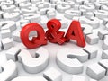 Red Q and A text or Questions and answers concept among white question marks over white background Royalty Free Stock Photo