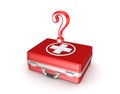 Red query mark on a medical suitcase. Royalty Free Stock Photo