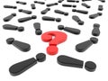 Red question mark between black exclamation marks on white Royalty Free Stock Photo