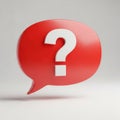Red question mark in speech bubble isolated on white background Royalty Free Stock Photo