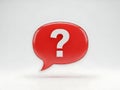 Red question mark in speech bubble isolated on white background for queries and questions Royalty Free Stock Photo