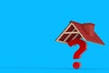 Red Question Mark Under Red Tile Roof. 3d Rendering Royalty Free Stock Photo