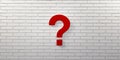 Red Question Mark on Wall. 3D Render illustration Royalty Free Stock Photo