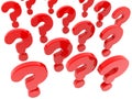 Red question marks on white background Royalty Free Stock Photo