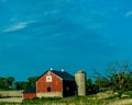 Red Quilt Barn with Silo in Wisconsin Royalty Free Stock Photo