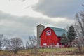 Red Quilt Barn in Wisconsin with Silo Royalty Free Stock Photo