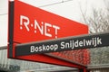 Red R-NET signs at stops at stat.ions of Waddinxveen and boskoop snijdelwijk