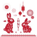 red rabbit design element