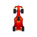 Red racing car, speeding motor racing bolid top view vector Illustration Royalty Free Stock Photo