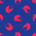 Red Racing helmet icon isolated seamless pattern on blue background. Vector Royalty Free Stock Photo