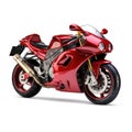 Red racing motorbike isolated on white created with Generative AI. Fast bike.